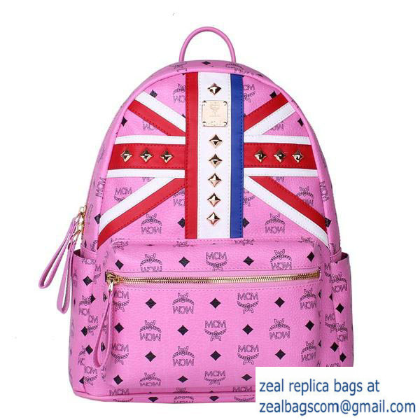 High Quality Replica Hot Sale MCM Medium Flag of UK Backpack MC5173 Rosy